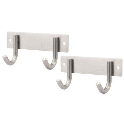 WEBI Heavy Duty SUS 304 Coat Hook Bath Towel Hanger Rail Bar, Brushed Finish, Wall Mounted Rack, 2 Hooks 2 Rack