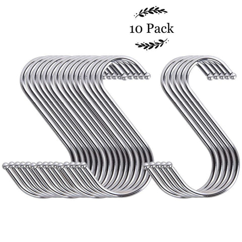 Donuts Round S Hooks Heavy Duty Stainless Steel Kitchen Pot Racks Hook 10 Pack 3.5''-Fit for Pots Utensils Plants Clothes Towels Pans Cups Glasses-L