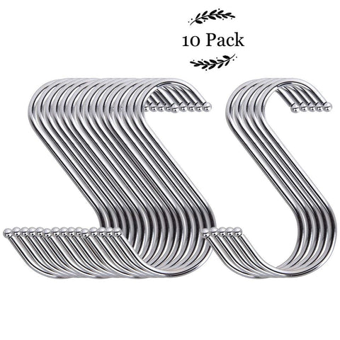 Donuts Round S Hooks Heavy Duty Stainless Steel Kitchen Pot Racks Hook 10 Pack -Fit for Pots Utensils Plants Clothes Towels Pans Cups Jewelry Glasses-M