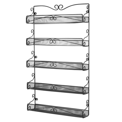 Spice Rack,Hanging Wall Mounted Spice Rack Organizer Shelf for Pantry Kitchen Cabinet Door 5-Tier, White