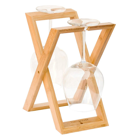 Hangover Petite | Bamboo Foldable Countertop Stemware Drying Rack | No Assembly Required | Daily Use It, Fold It, Store It