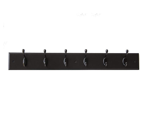 6-Hook Wall Mounted Coat Rack by Avignon Home - Metal Key Hooks - 26 Inches Wide - Easy to Install Wall Organizer For Clothes, Robes, Hats, Bags Towels, Kitchen Utensils (Espresso)