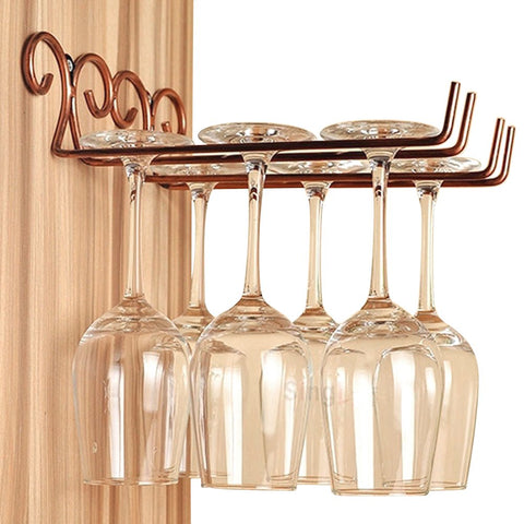 DBYAN Wine Glass Rack,Vintage Style Bronze 2 Rows Stainless Steel Wall-Mounted Stemware Hanging Wine Glass Hanger Holder For Valentine Gift Bar Home Cafe