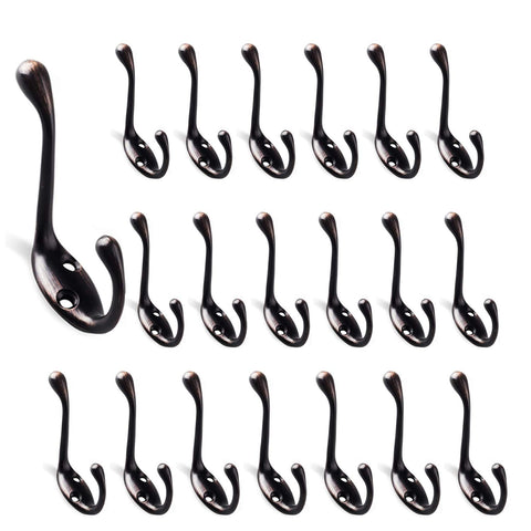 Czyjoe Heavy Duty Coat and Hat Hook Wall Mounted Coat/Hat Hook 3 1/4 inches - Screws Included - Coat Hanger Oil Rubbed Bronze (20 Pack)