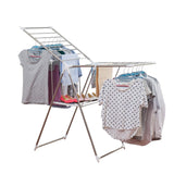 soges Folding Clothes Drying Rack, Stainless Steel Laundry Rack Dry Hanger Stand with Shoe Rack, Easy Storage, Indoor Outdoor Use, KS-K8008