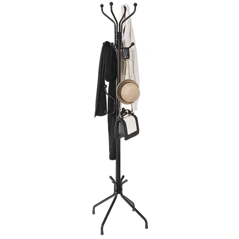 Modern Black Metal Freestanding 16 Hook Entryway Coat Tree / Hat Stand / Garment Rack - MyGiftÂ®