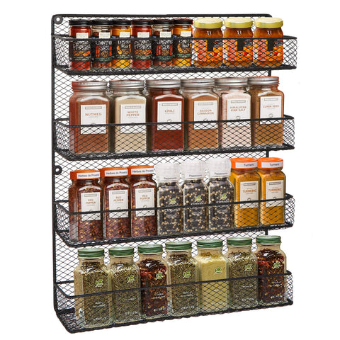 BBBuy 4 Tier Spice Rack Organizer wall mounted Country Rustic Chicken Holder Large Cabinet or Wall Mounted Wire Pantry Storage Rack, Great for Storing Spices, Household stuffs