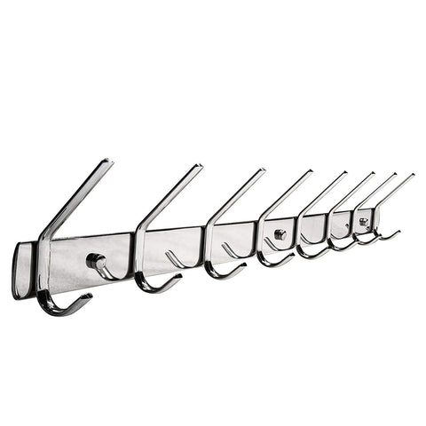 Hat and Coat Hook, WEBI SUS304 Heavy Duty 8-peg Robe Bath Kitchen Towel Utensil Utility Garment Rack Hanger Rail Holder, Wall Mount Bedroom Entryway Garage Bathroom Home Organization Storage, Polished