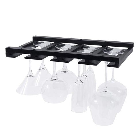 Rustic State Stemware Glass Rack Makes Dull Kitchens or Bar Looks Great Perfectly Fits 6-12 Glasses Under Cabinet Easy to Install with Included Screws Great Hanging Bar Glass Rack (Black)