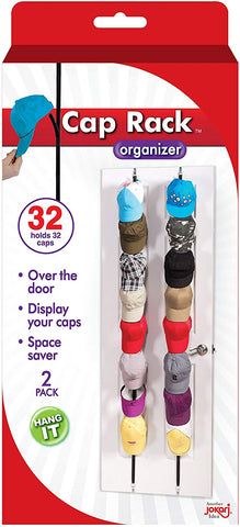 Cap Rack 4 Pack - Holds up to 16 Caps for Baseball Hats, Ball Caps - Best Over Door Closet Organizer for Men, Boy or Women Hat Collections - Display Racks With Clips, Perfect Holder and Storage