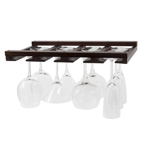 Rustic State Stemware Glass Rack Makes Dull Kitchens or Bar Looks Great Perfectly Fits 6-12 Glasses Under Cabinet Easy to Install with Included Screws Great Hanging Bar Glass Rack (Chestnut Stained)