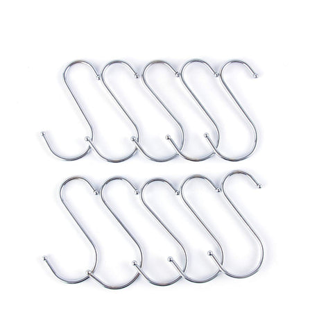 Prudance Large Round S Shaped Hooks Stainless Steel Hanging Hooks Set With 20 Hooks - Ideal for Pots, Pans, Spoons and Other Kitchen Essentials - Perfect for Clothing