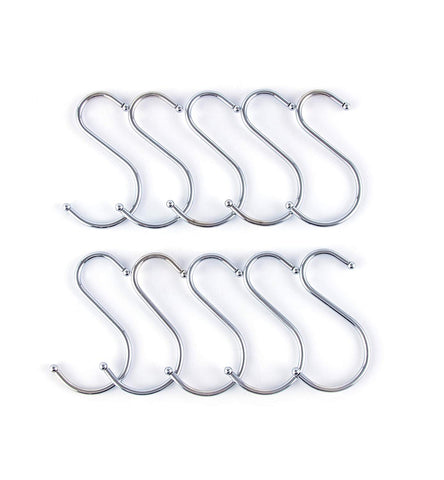 Prudance Medium Round S Shaped Hooks Stainless Steel Hanging Hooks Set 20 Hooks - Ideal Pots, Pans, Spoons Other Kitchen Essentials - Perfect Clothing