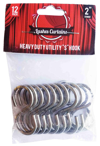 Pack of 12 pc Stainless Steel Thick Heavy Duty Utility S Shape Hooks