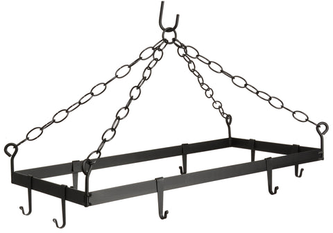 HANGING POT & PAN RACK ~ Wrought Iron Kitchen Holder with 8 Scroll Hooks USA